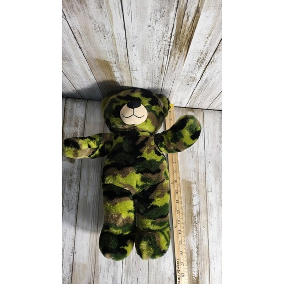 Build A Bear Camouflage Plush Teddy Bear Stuffed Animal Toy Green Brown - Picture 8 of 8
